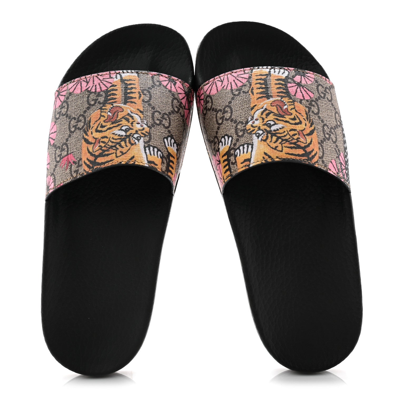 Gucci GG Supreme Monogram Bengal Slide Sandals 38 Beige Pink 5 of 10