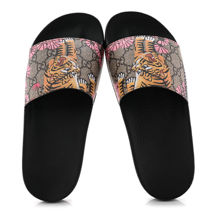 Gucci GG Supreme Monogram Bengal Slide Sandals 38 Beige Pink 5 of 10