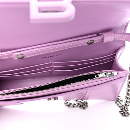Balenciaga Shiny Box Calfskin Tonal B Hourglass Chain Bag Liliac 6 of 9