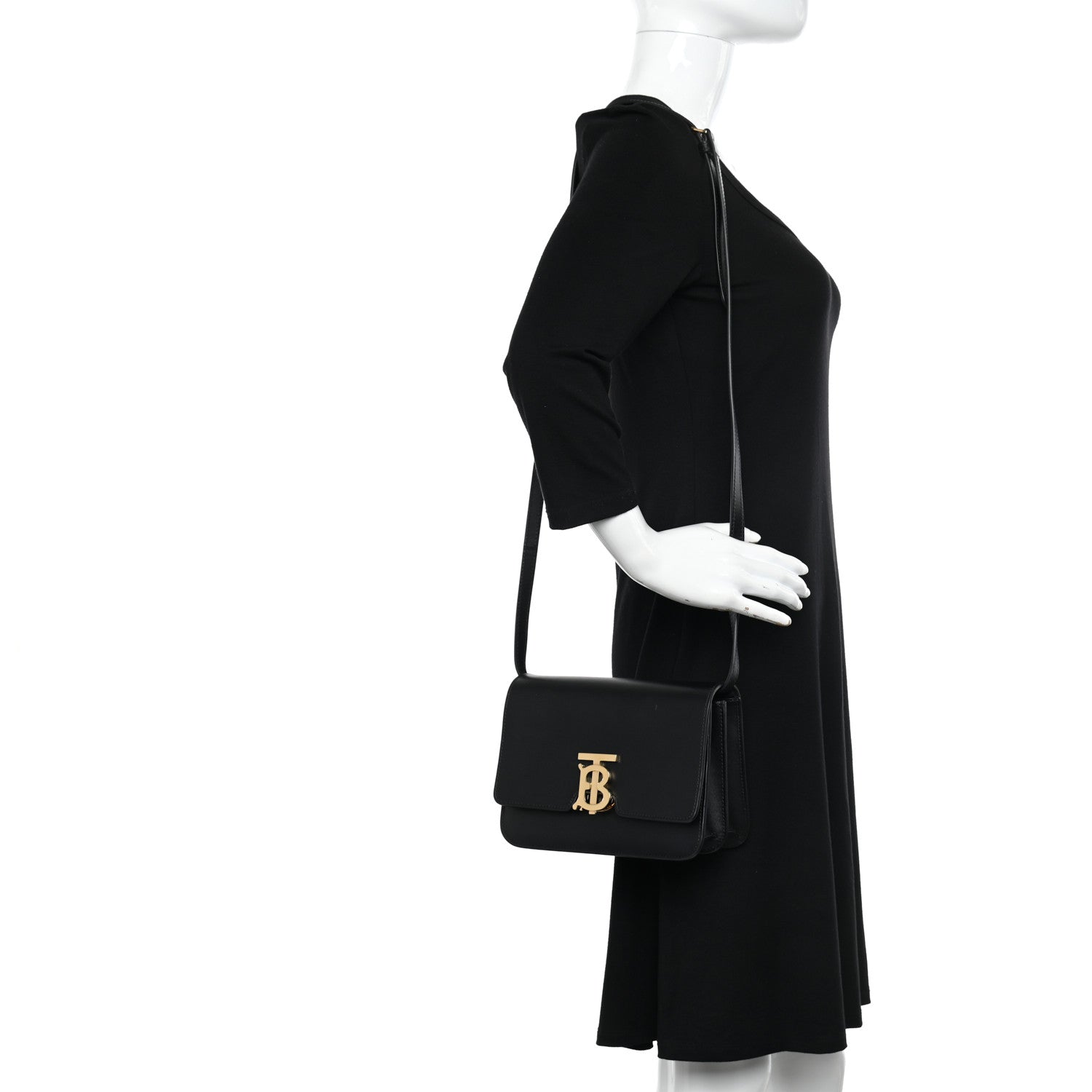 Burberry Calfskin Medium TB Bag Black 2 of 10