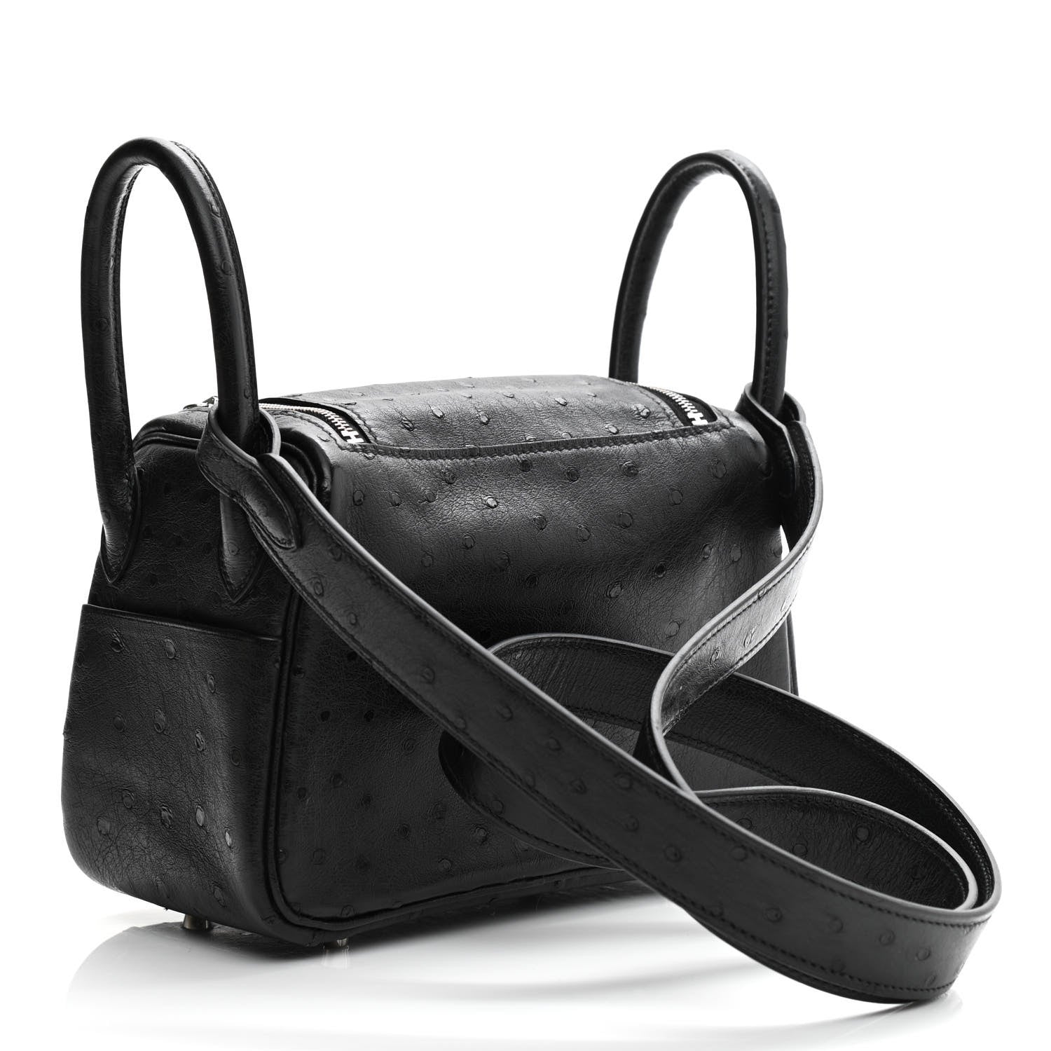 Hermes Ostrich Mini Lindy 20 Black 3 of 10