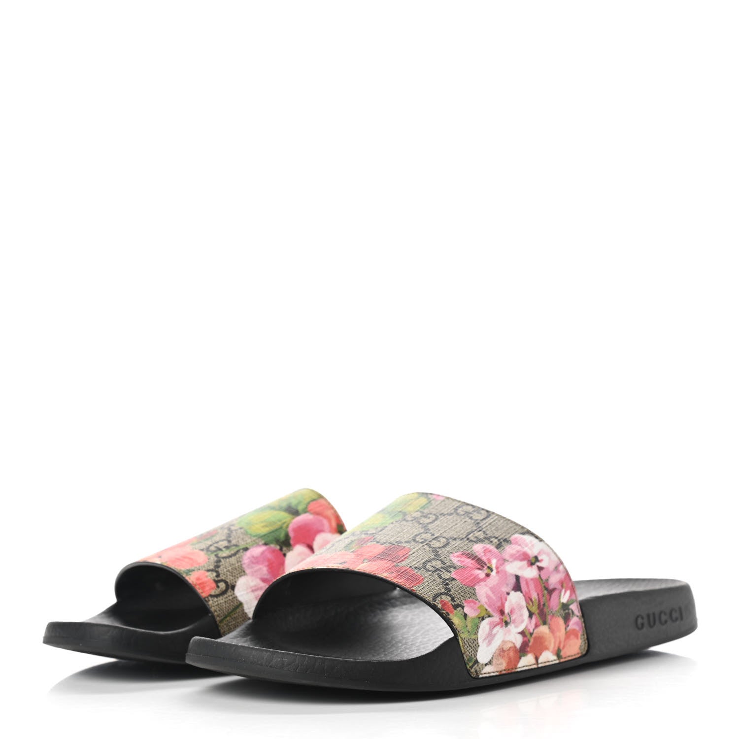Gucci GG Supreme Monogram Blooms Slide Sandals 39 Beige Multicolor 3 of 8