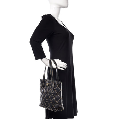 Chanel Calfskin Wild Stitch Tote Black 2 of 15