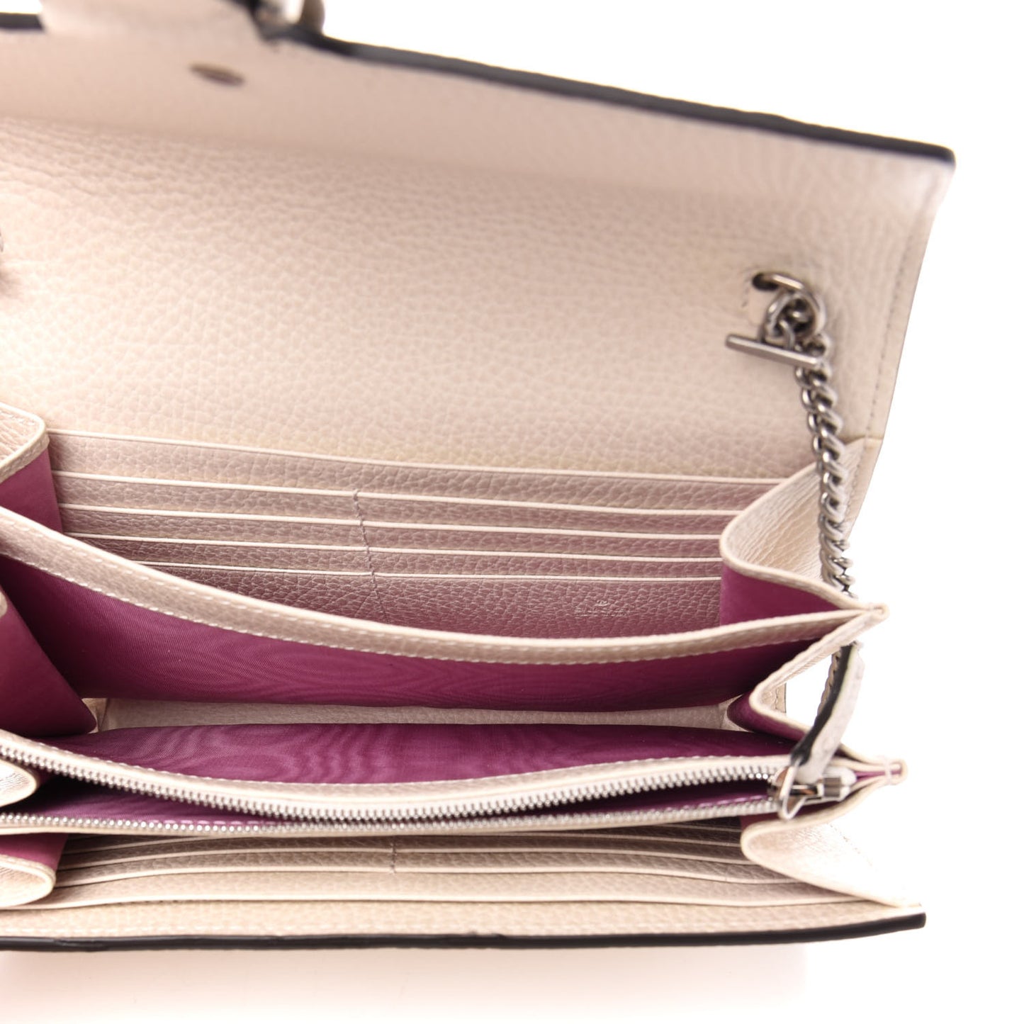 Dollar Calfskin Mini Dionysus Chain Wallet Mystic White