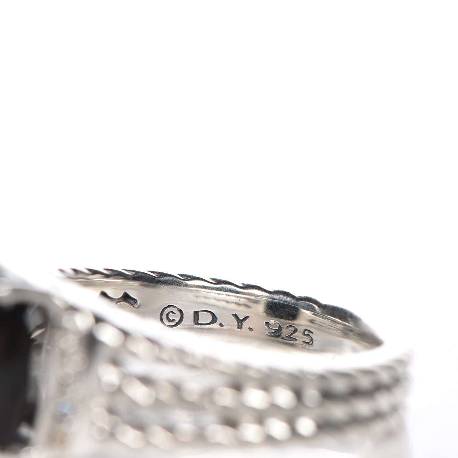 David Yurman Sterling Silver Diamond Black Onyx 10mm Petite Wheaton Ring 53 6.5 5 of 5