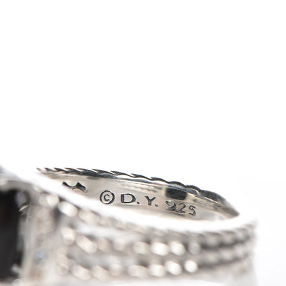 David Yurman Sterling Silver Diamond Black Onyx 10mm Petite Wheaton Ring 53 6.5 5 of 5
