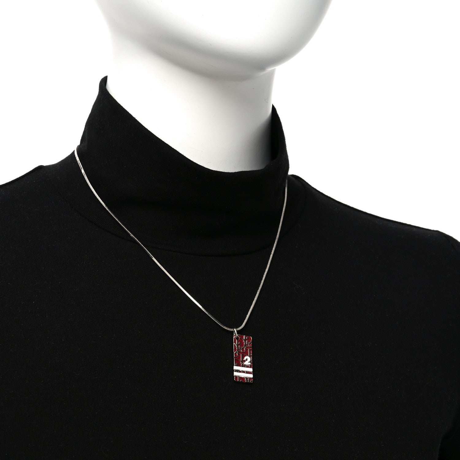Christian Dior Oblique Trotter Pendant Necklace Silver 2 of 4