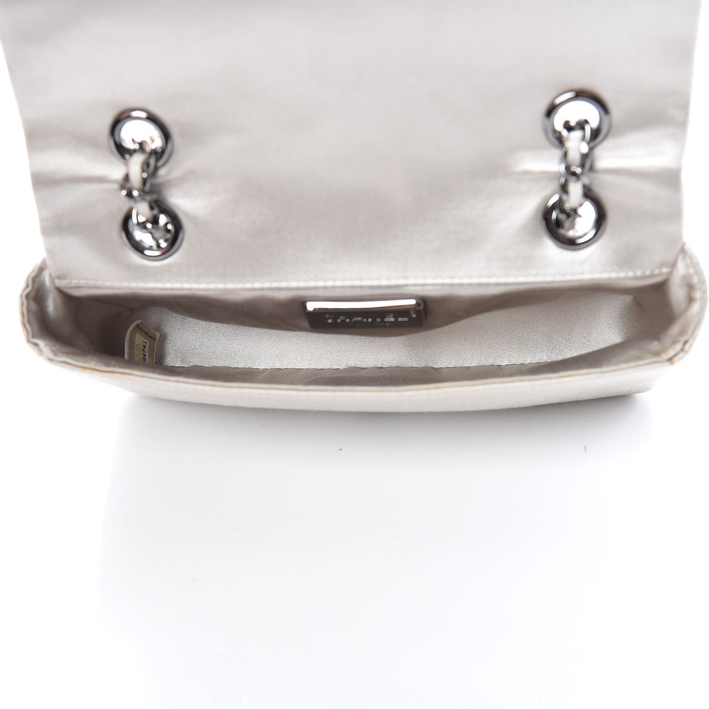 Satin Beaded Single Flap Silver