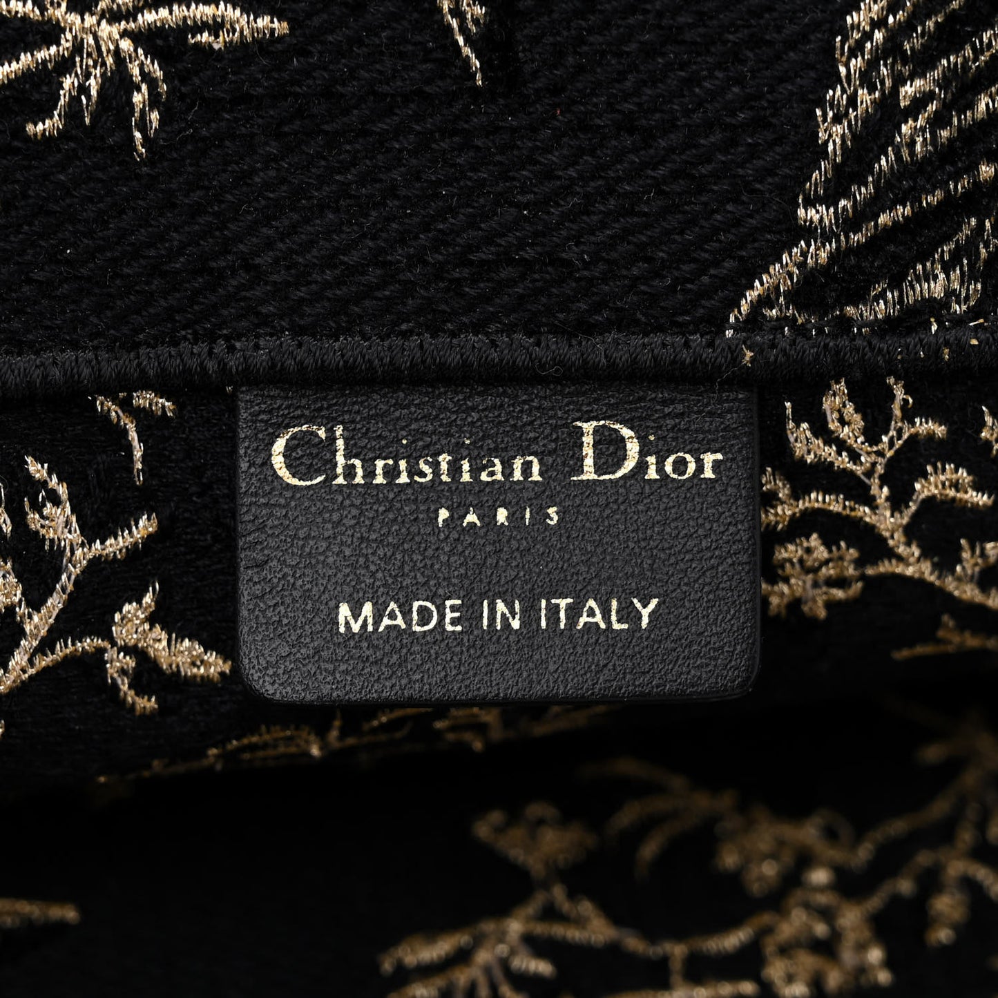 Velvet Jardin d'Hiver Embroidered Large Book Tote Black Gold
