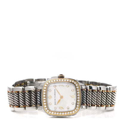 David Yurman Stainless Steel 18K Yellow Gold Diamond Bezel Mother of Pearl 25mm Thoroughbred Quartz Watch 2 of 5