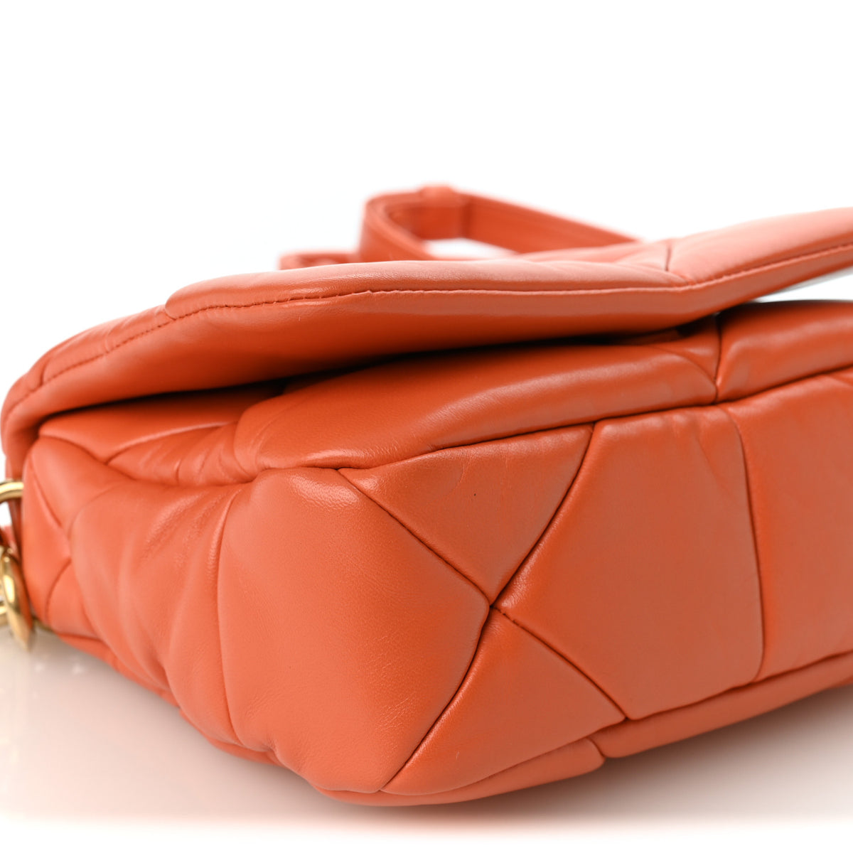 Prada Nappa Metal Quilted Small Patchwork System Flap Bag Arancio 8 of 9