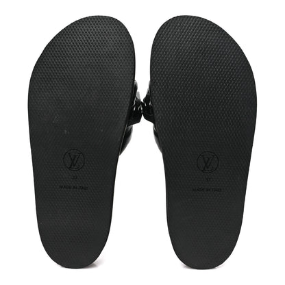 Louis Vuitton Calfskin Embossed Monogram Sunset Flat Comfort Mule 37 Black 6 of 9