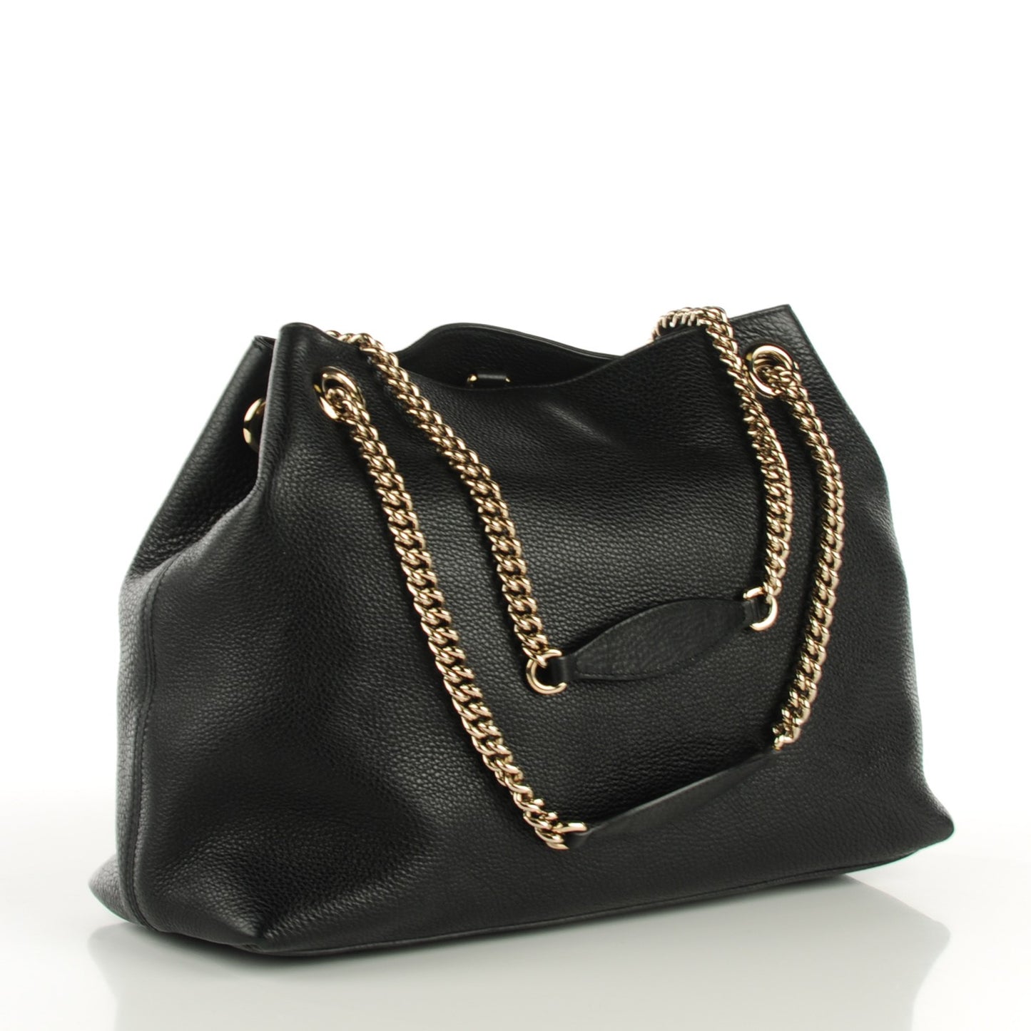 Pebbled Calfskin Medium Soho Chain Shoulder Bag Black