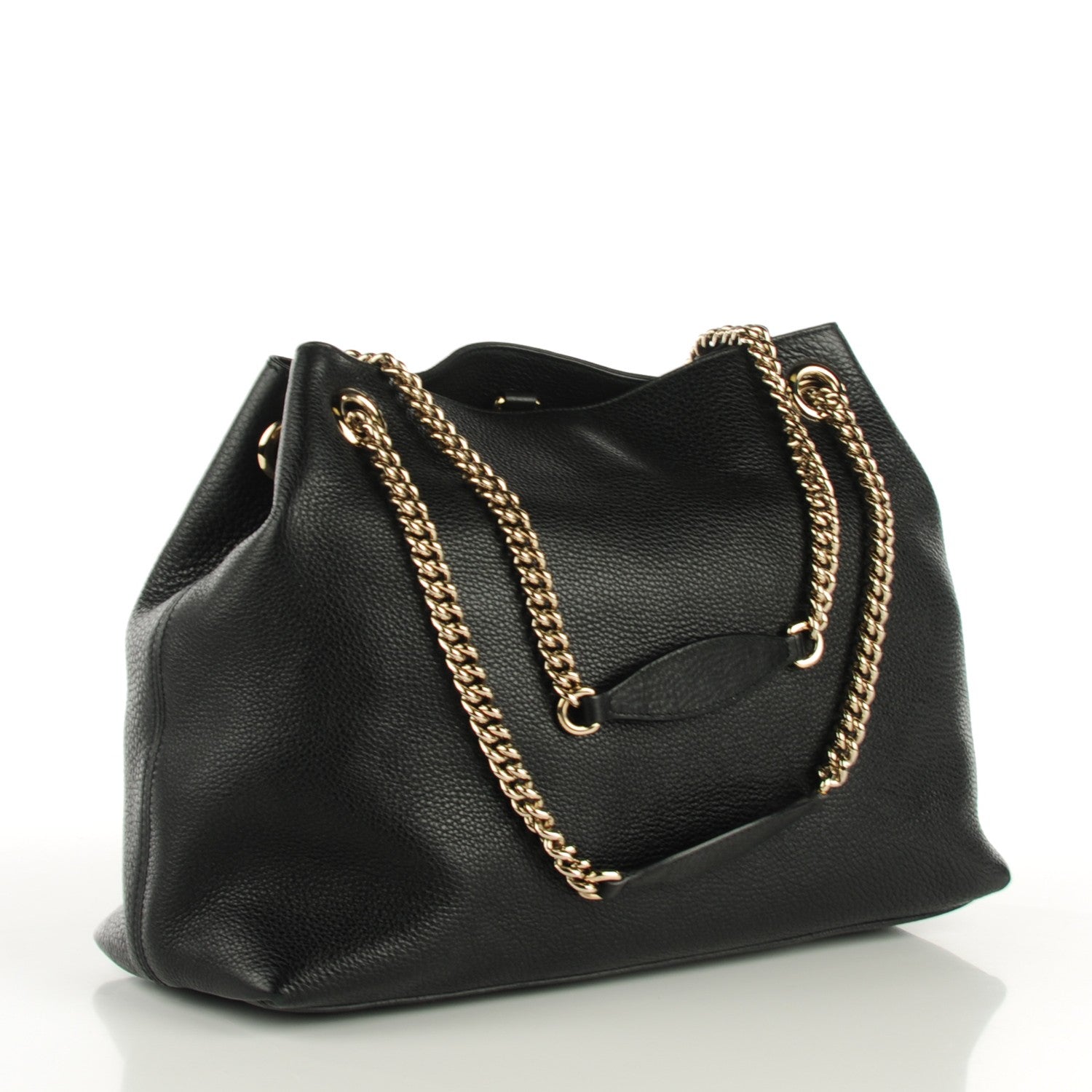 Gucci Pebbled Calfskin Medium Soho Chain Shoulder Bag Black 3 of 7