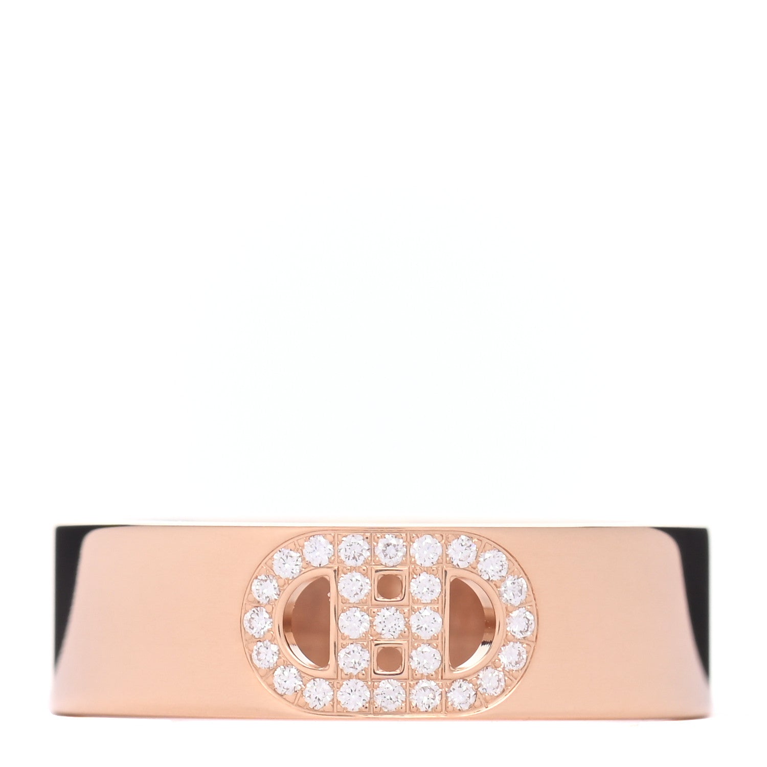 Hermes 18K Rose Gold Diamond PM H D'Ancre Ring 52 6 1 of 5