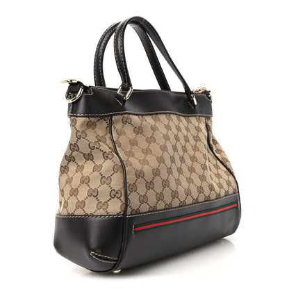 Gucci Monogram Web Mayfair Top Handle Satchel Dark Brown 3 of 10