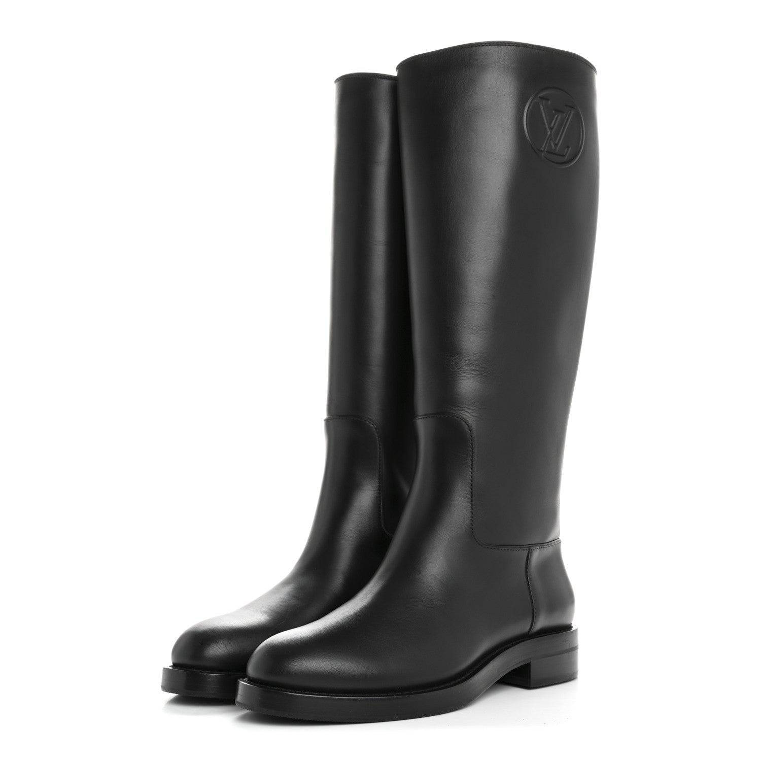 Louis Vuitton Calfskin Overdrive Flat High Boots 36 Black 3 of 8