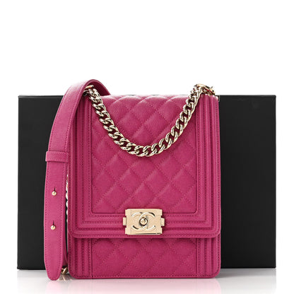 Chanel Caviar Quilted North South Boy Flap Fuchsia 12 of 12