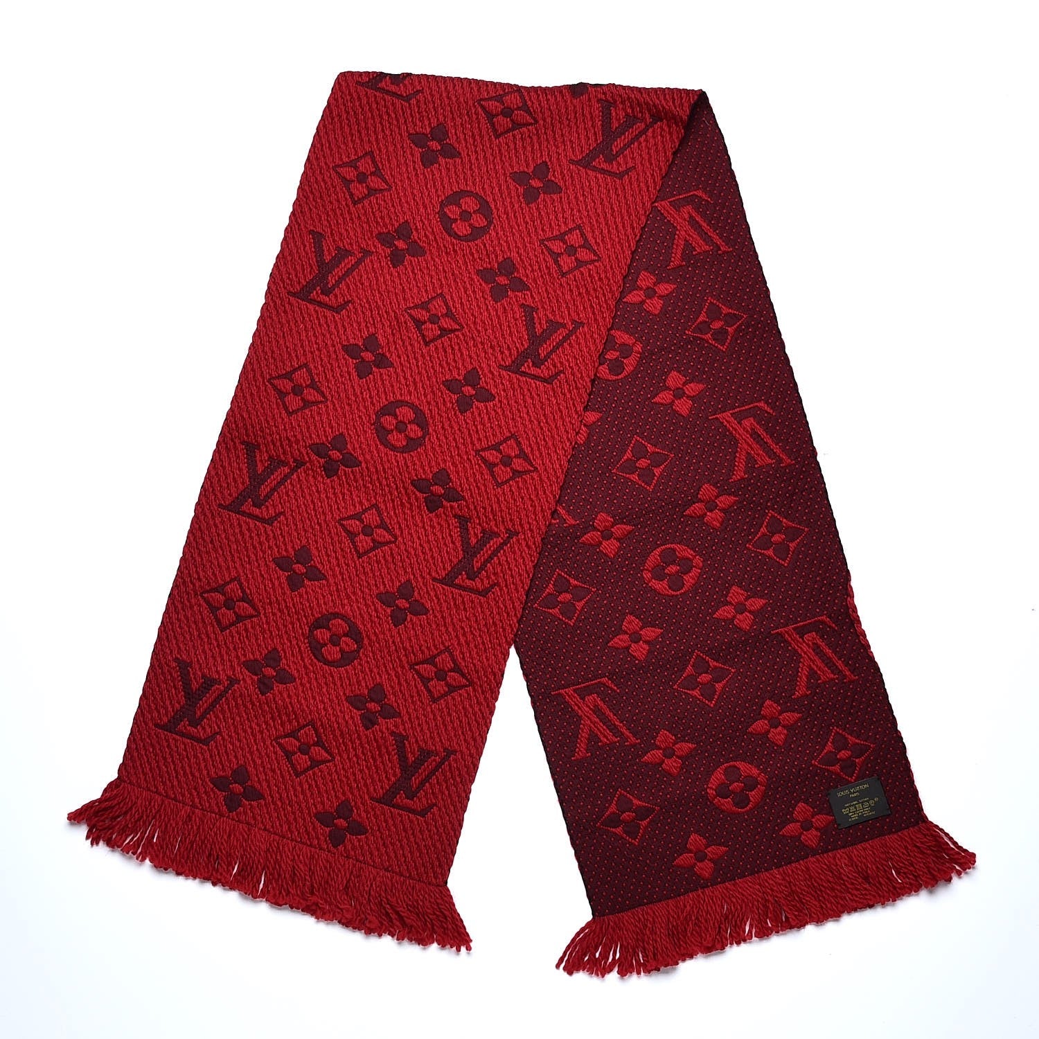 Louis Vuitton Wool Silk Logomania Scarf Rubis 3 of 4