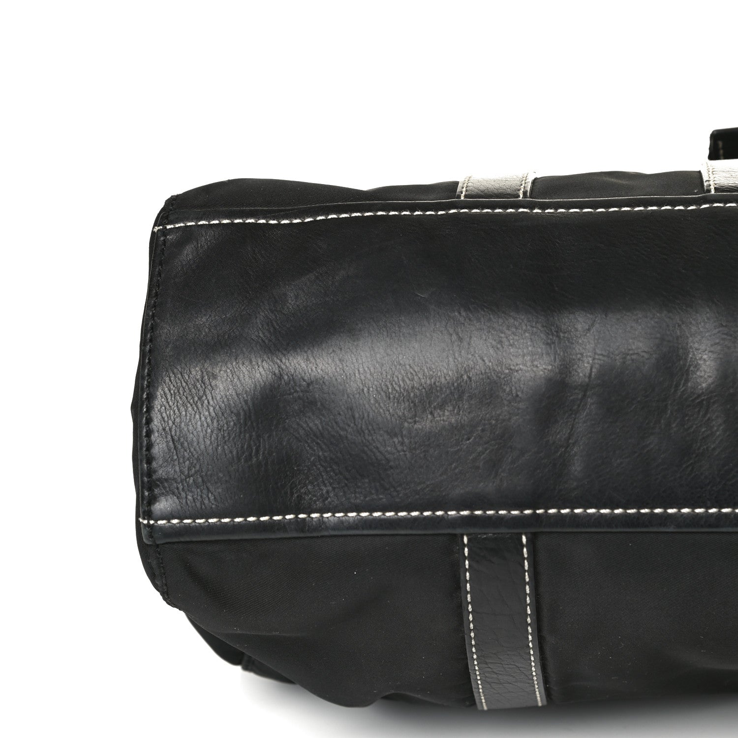 Prada Soft Calfskin Nylon Buckle Shoulder Bag Black 8 of 15