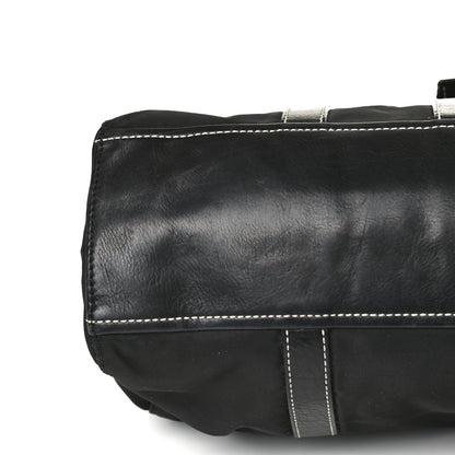 Prada Soft Calfskin Nylon Buckle Shoulder Bag Black 8 of 15