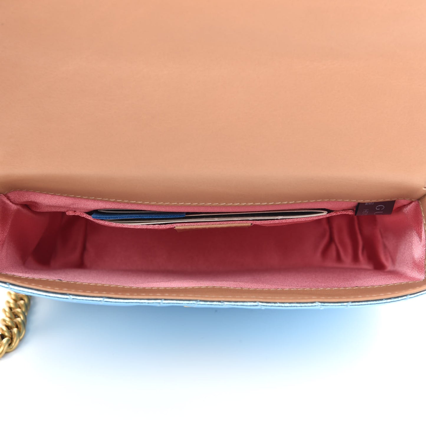 Metallic Nappa Matelasse Broadway Shoulder Bag Cielo