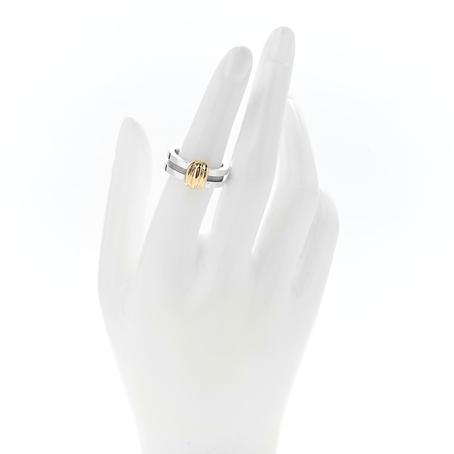 Sterling Silver 18K Yellow Gold Atlas Groove Ring 53 6.5