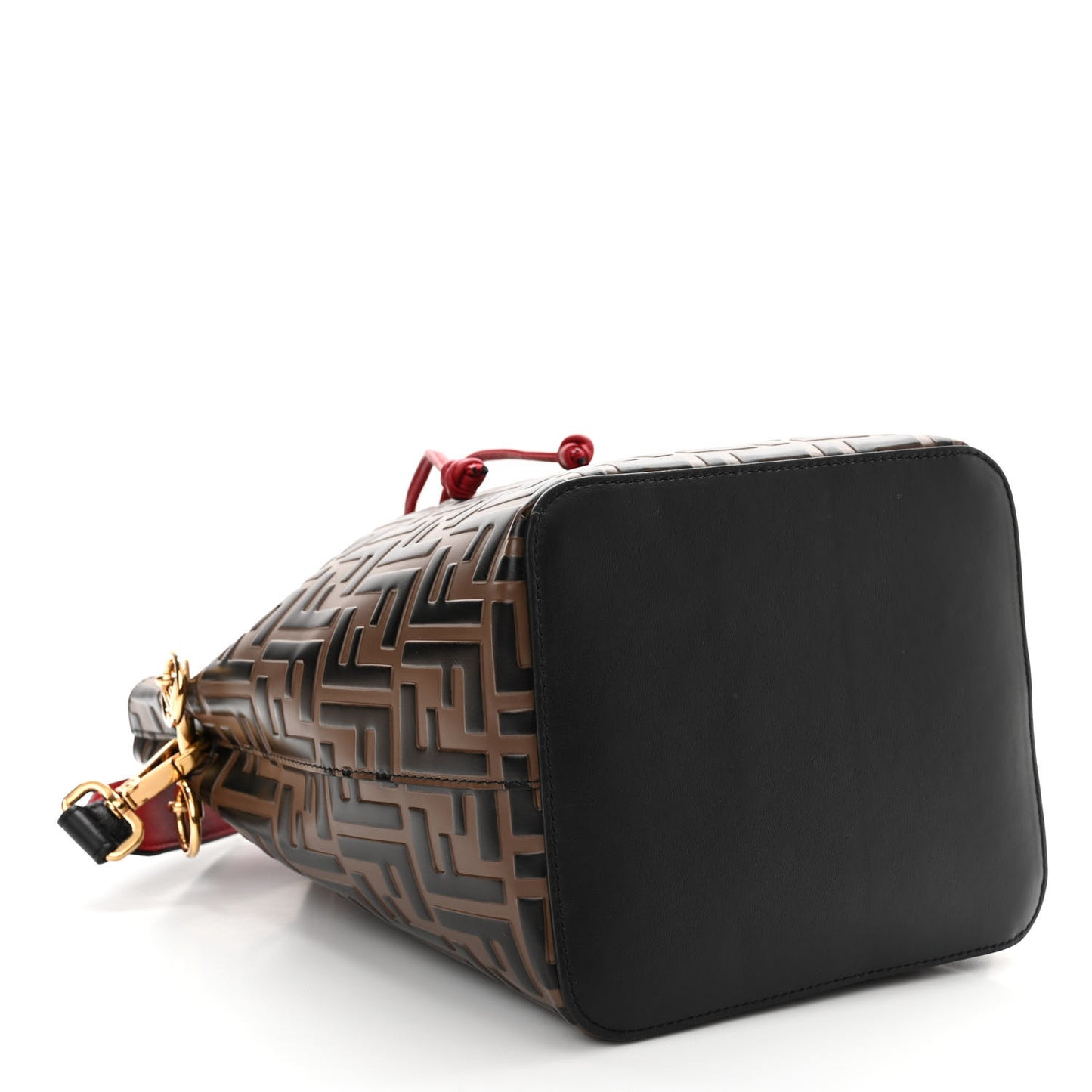 Vitello Grace F is Fendi Bi-Color FF 1974 Embossed Grande Mon Tresor Bucket Bag Maya Black Fragola