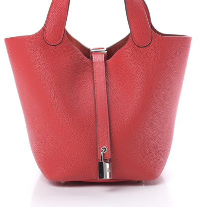Hermes Taurillon Maurice Picotin Lock 18 PM Rouge de Coeur 8 of 12