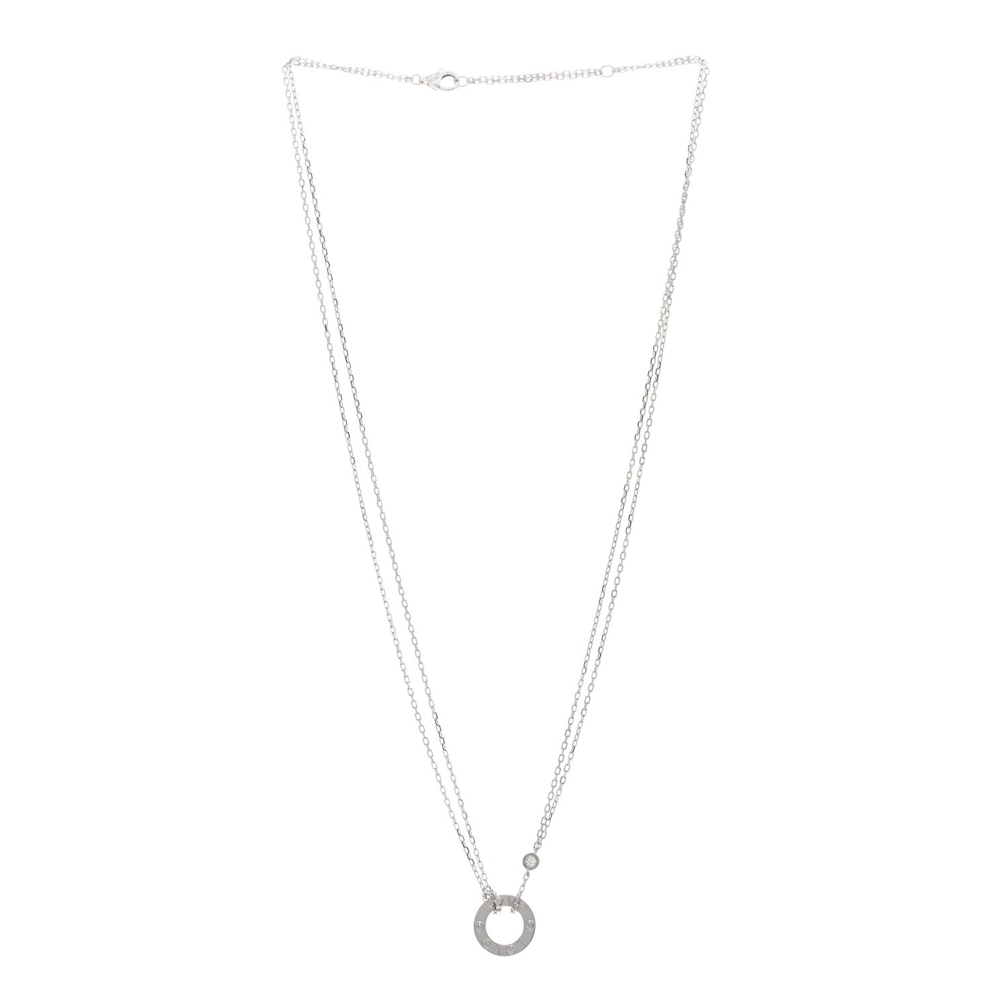 18K White Gold 2 Diamond LOVE Necklace