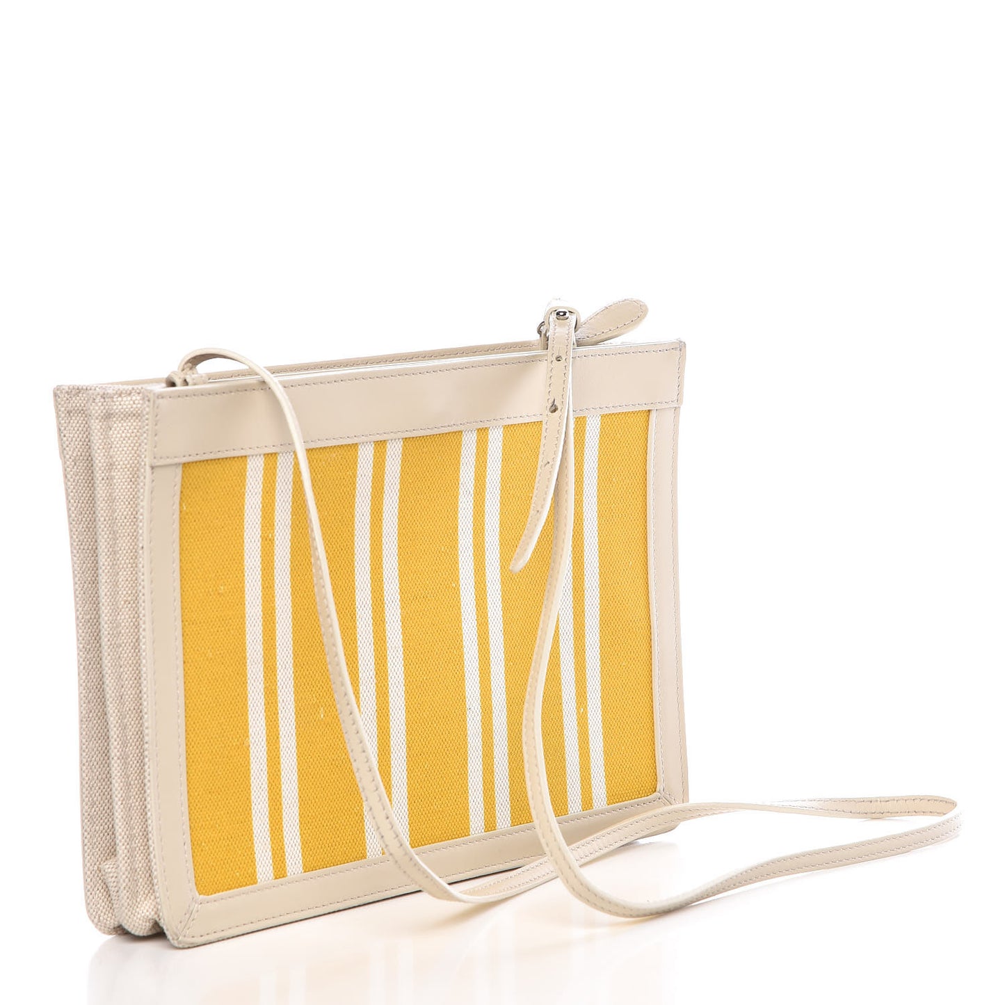 Cotton Canvas Striped Pochette Crossbody Bag Yellow