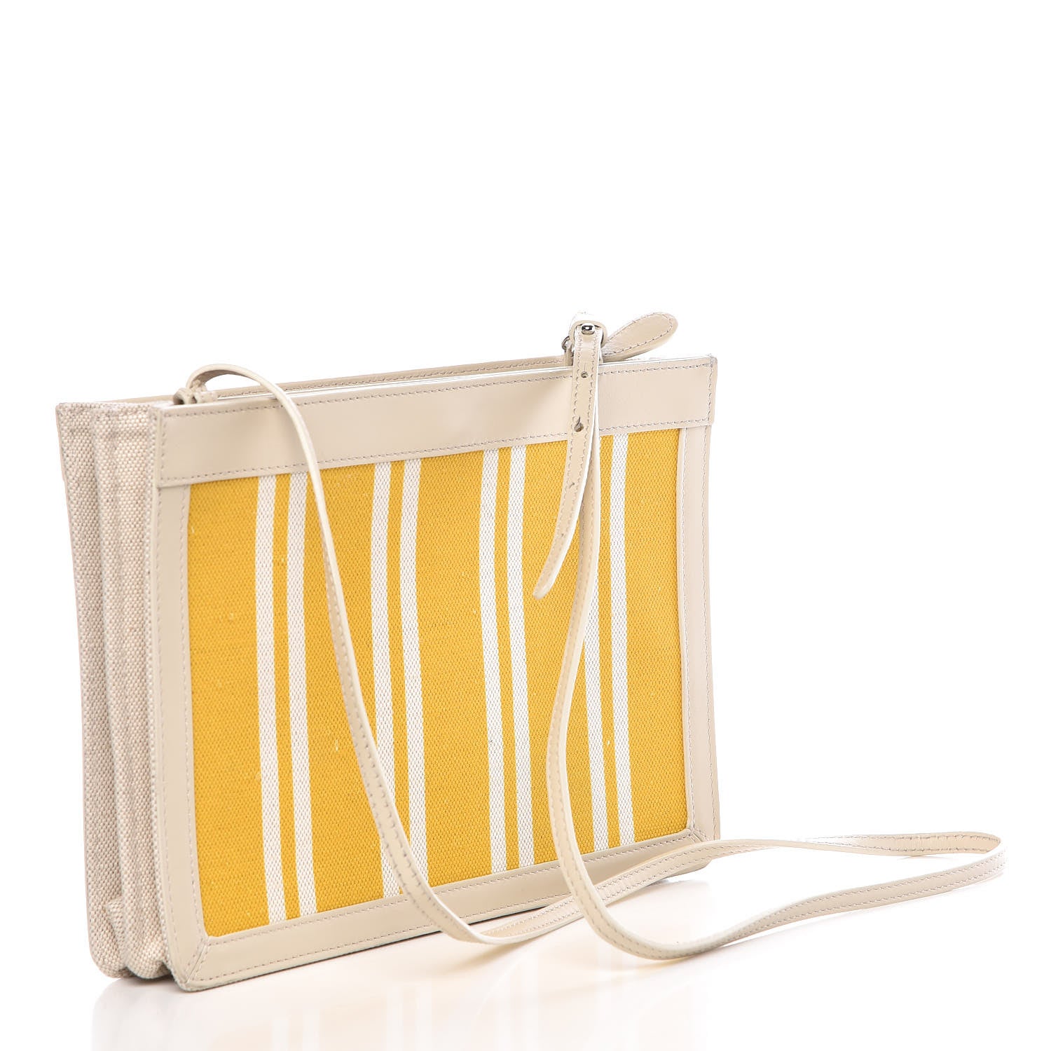 Balenciaga Cotton Canvas Striped Pochette Crossbody Bag Yellow 3 of 14