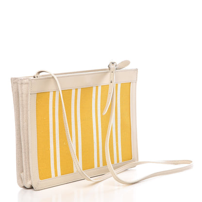 Balenciaga Cotton Canvas Striped Pochette Crossbody Bag Yellow 3 of 14