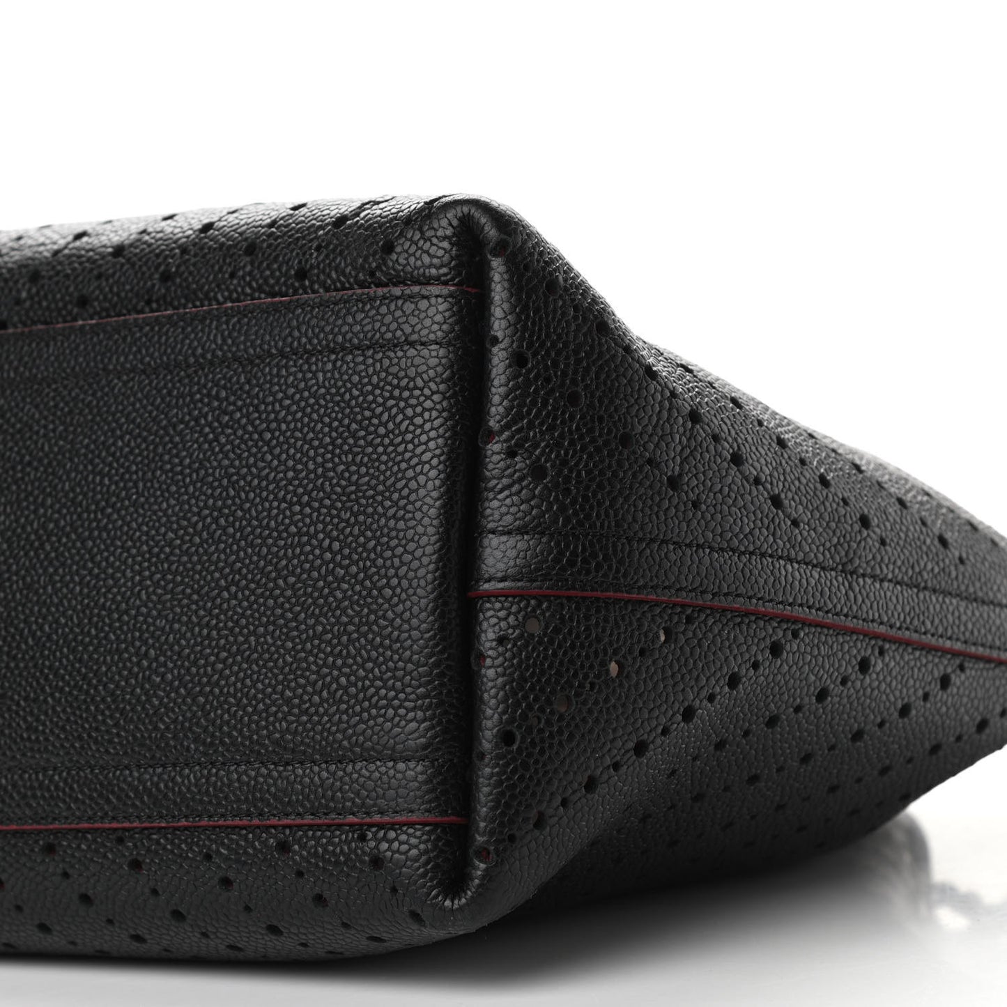 Caviar Perforated Drawstring CC Bag Black Burgundy