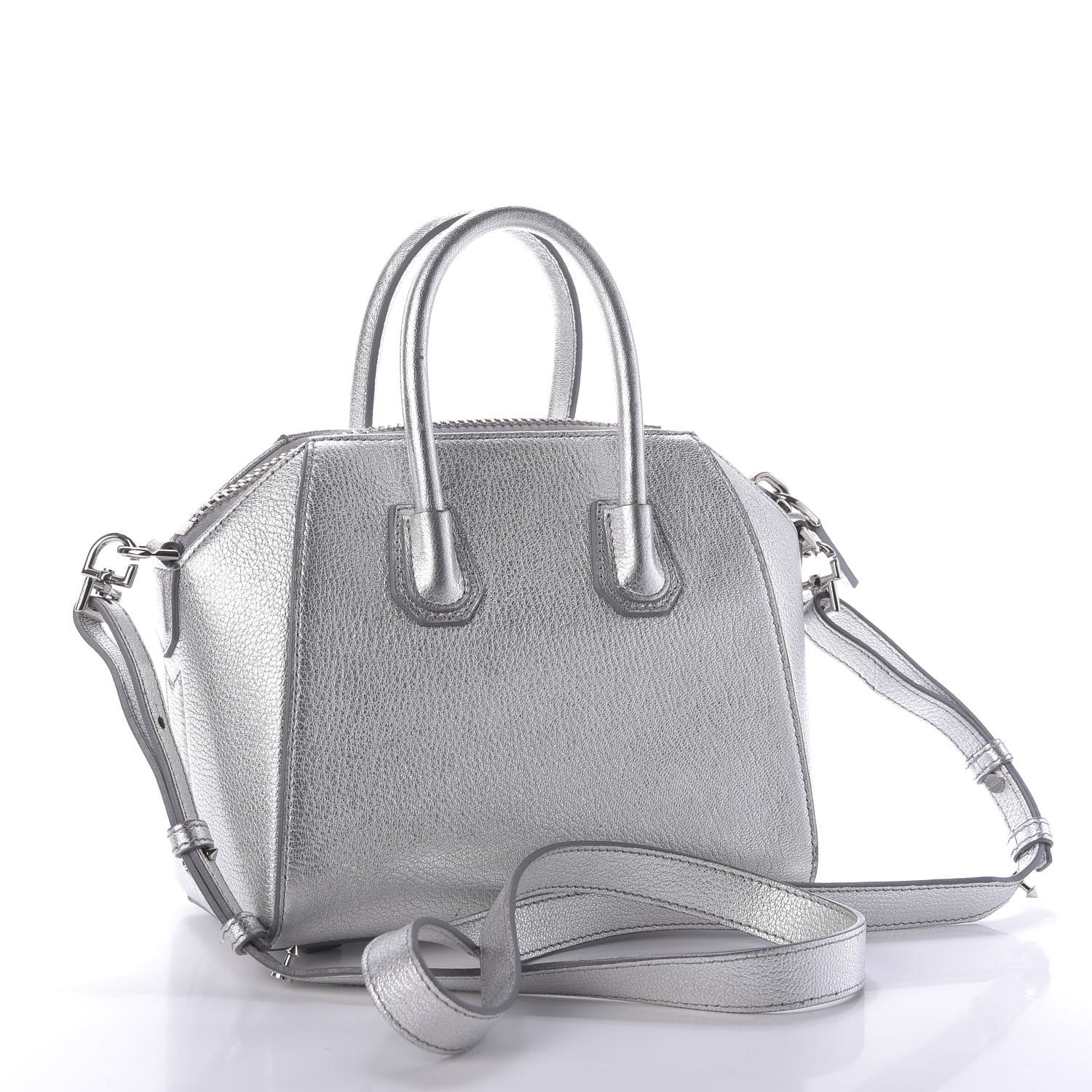 Givenchy Metallic Sugar Goatskin Mini Antigona Silver 3 of 11