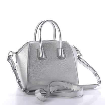 Givenchy Metallic Sugar Goatskin Mini Antigona Silver 3 of 11