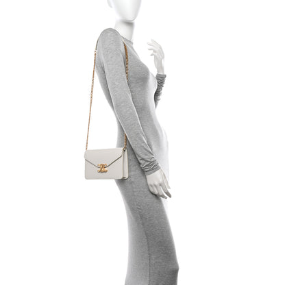 Celine Shiny Calfskin Triomphe Margo Wallet on Chain White 2 of 12