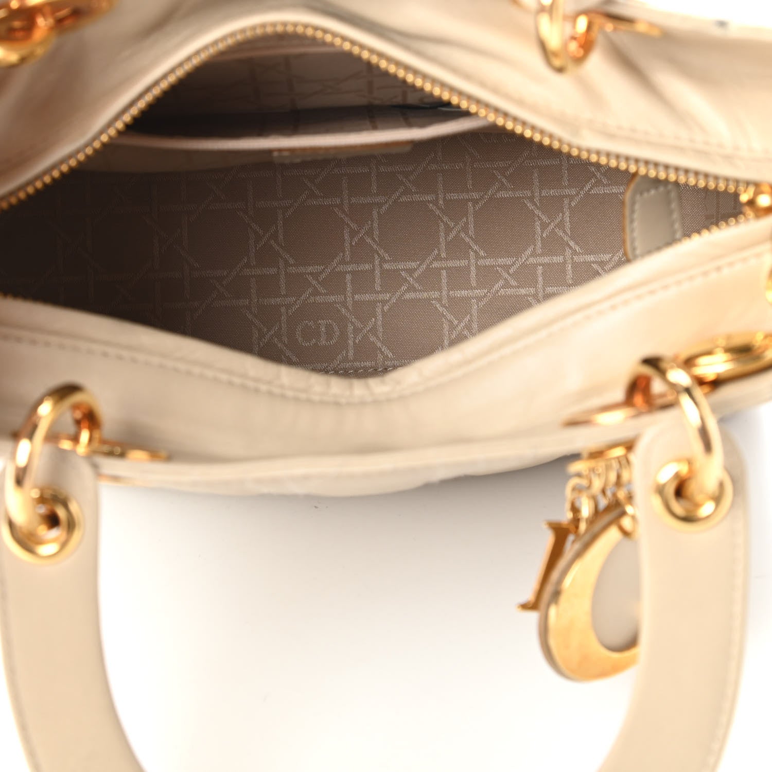 Christian Dior Lambskin Cannage Medium Lady Dior Light Beige 5 of 11