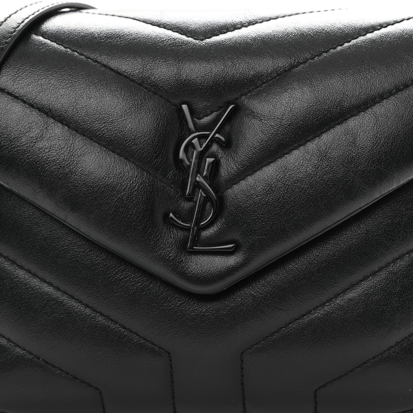 Calfskin Y Quilted Monogram Toy Loulou Crossbody Bag Black