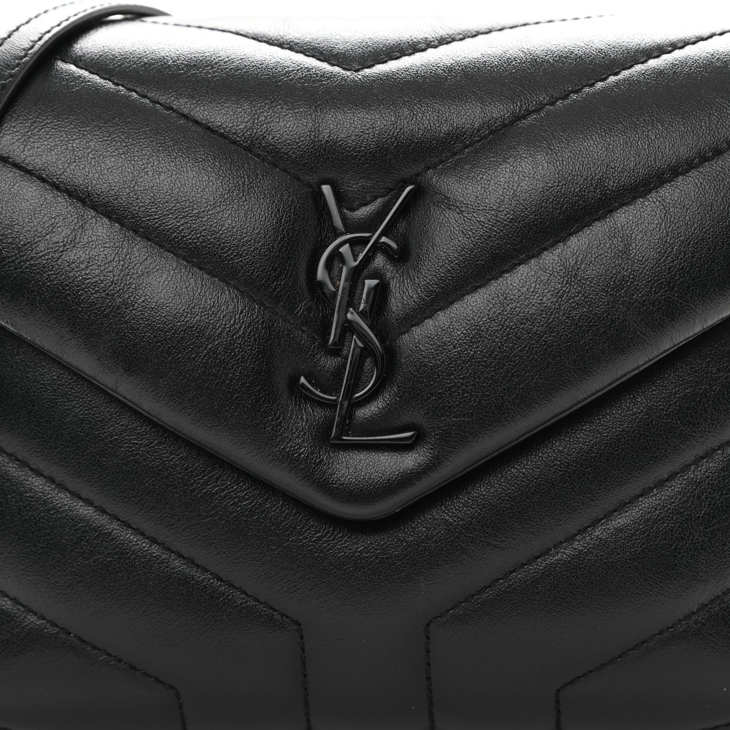 Saint Laurent Calfskin Y Quilted Monogram Toy Loulou Crossbody Bag Black 8 of 9