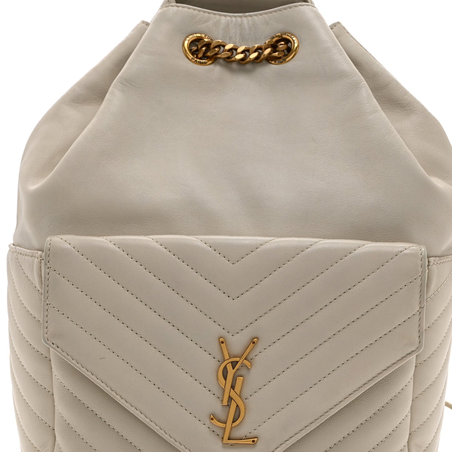 Lambskin Matelasse Monogram Joe Backpack Cream Black
