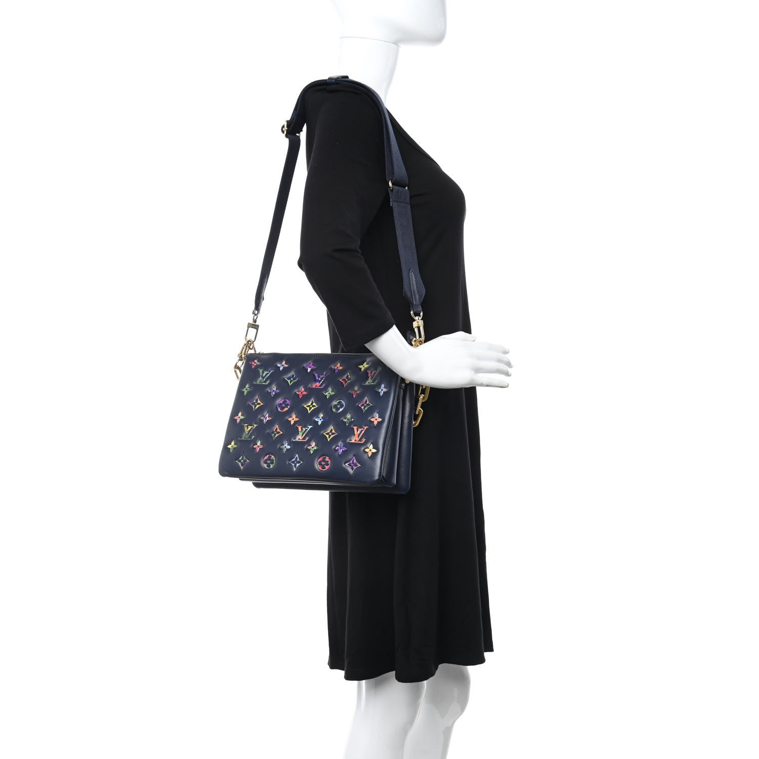 Louis Vuitton Lambskin Embossed Monogram LV Garden Coussin PM Navy 2 of 9
