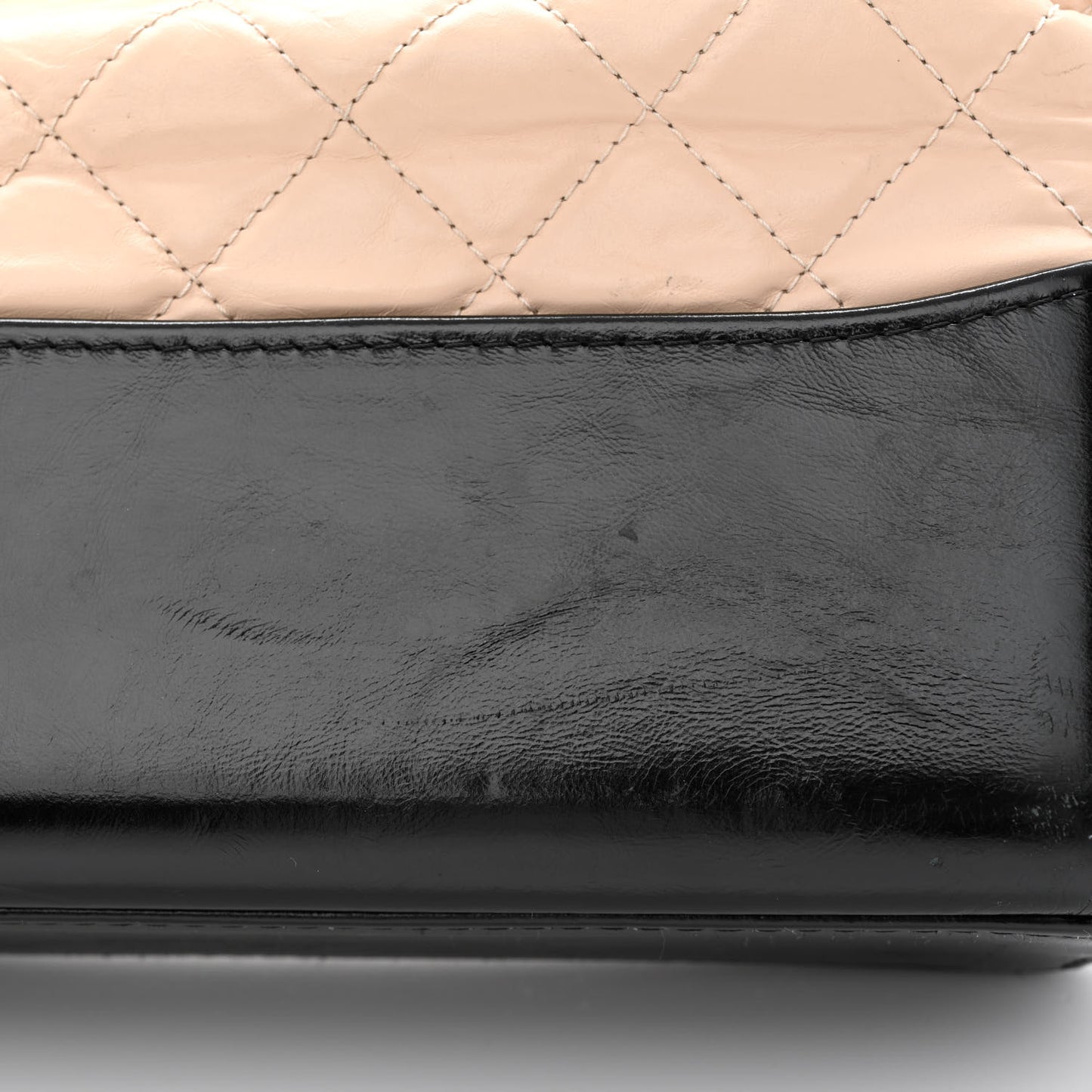 Aged Calfskin Quilted Medium Gabrielle Hobo Beige Black
