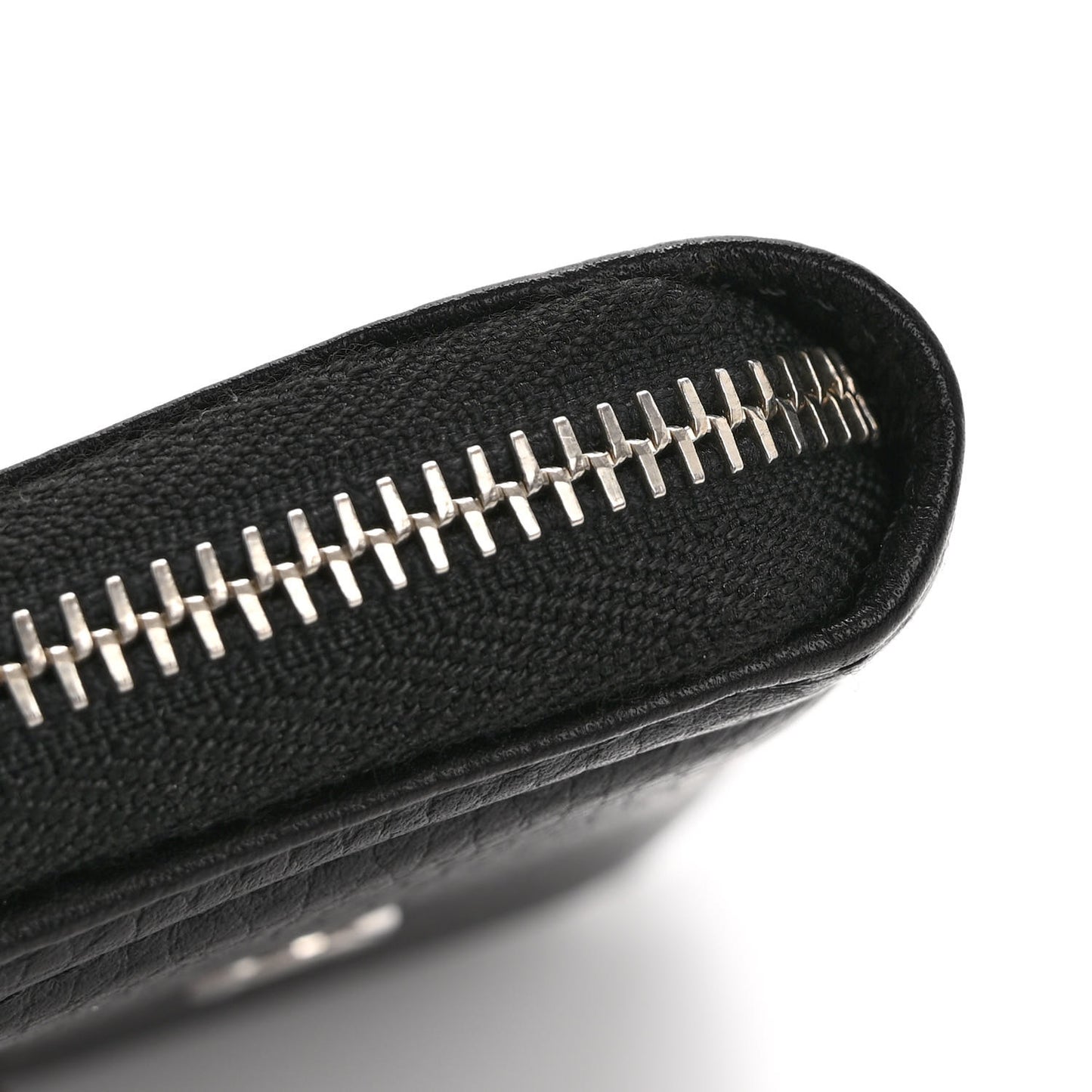 Grained Calfskin Neo Executive Zip Coin Purse Black