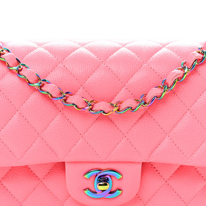 Chanel Caviar Quilted Rainbow Medium Double Flap Coral Pink 8 of 12
