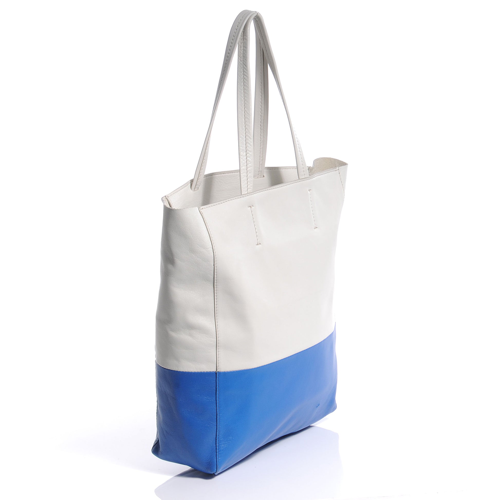 Celine Lambskin Vertical Bi-Cabas Blue White 3 of 9