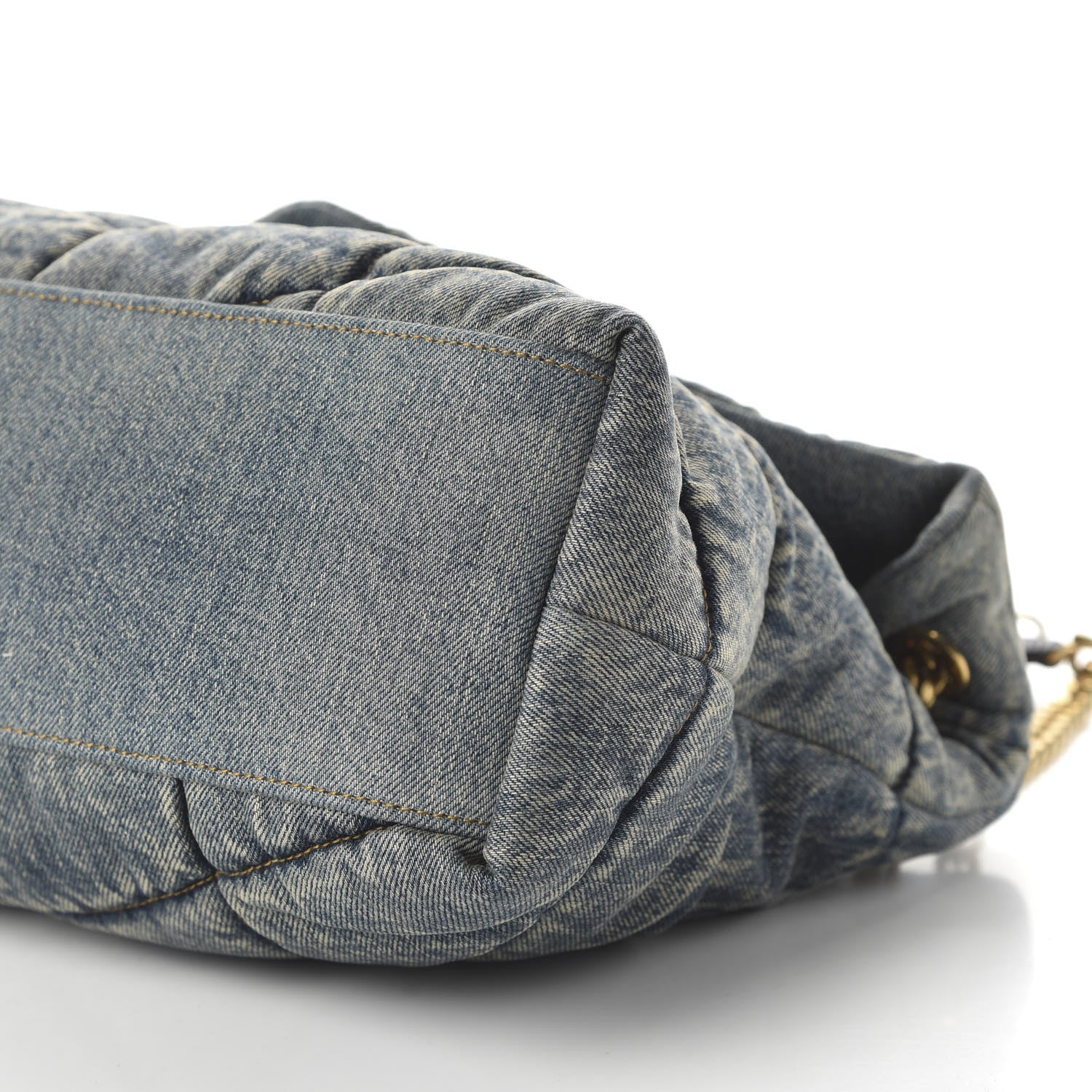 Saint Laurent Denim Quilted Medium Loulou Puffer Monogram Chain Satchel Blue Black 7 of 9