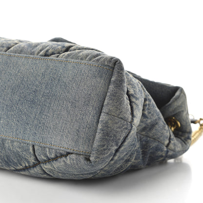 Saint Laurent Denim Quilted Medium Loulou Puffer Monogram Chain Satchel Blue Black 7 of 9