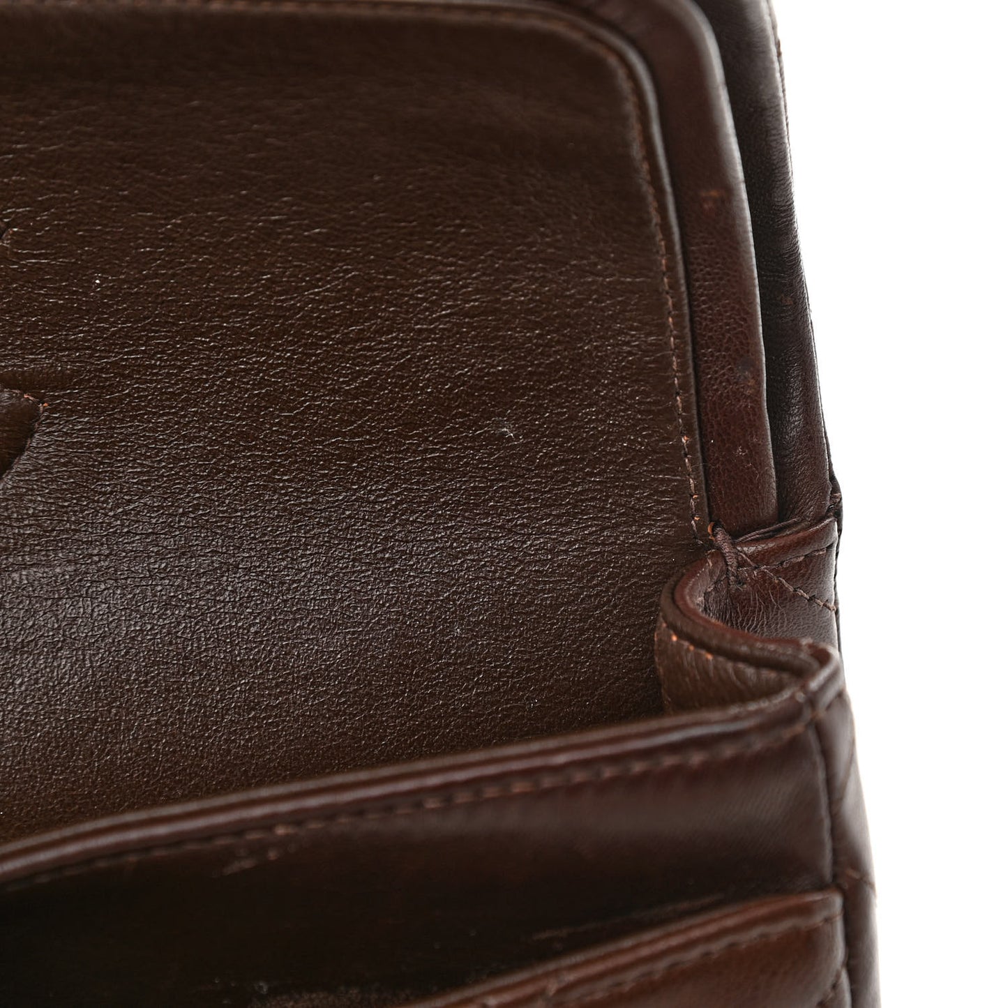 Lambskin Quilted Small Double Flap Dark Brown