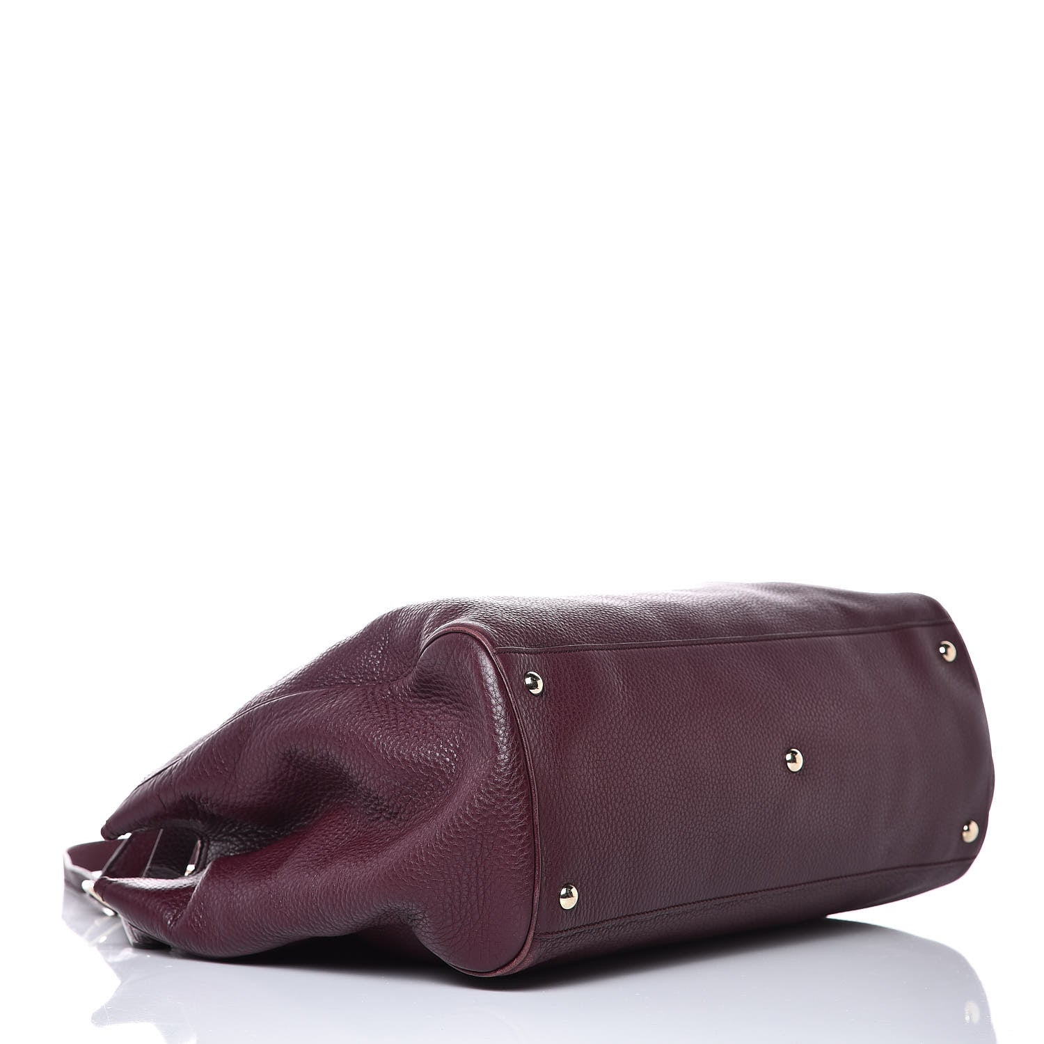 Gucci Pebbled Calfskin Large Bamboo Shopper Tote Burgundy 5 of 15